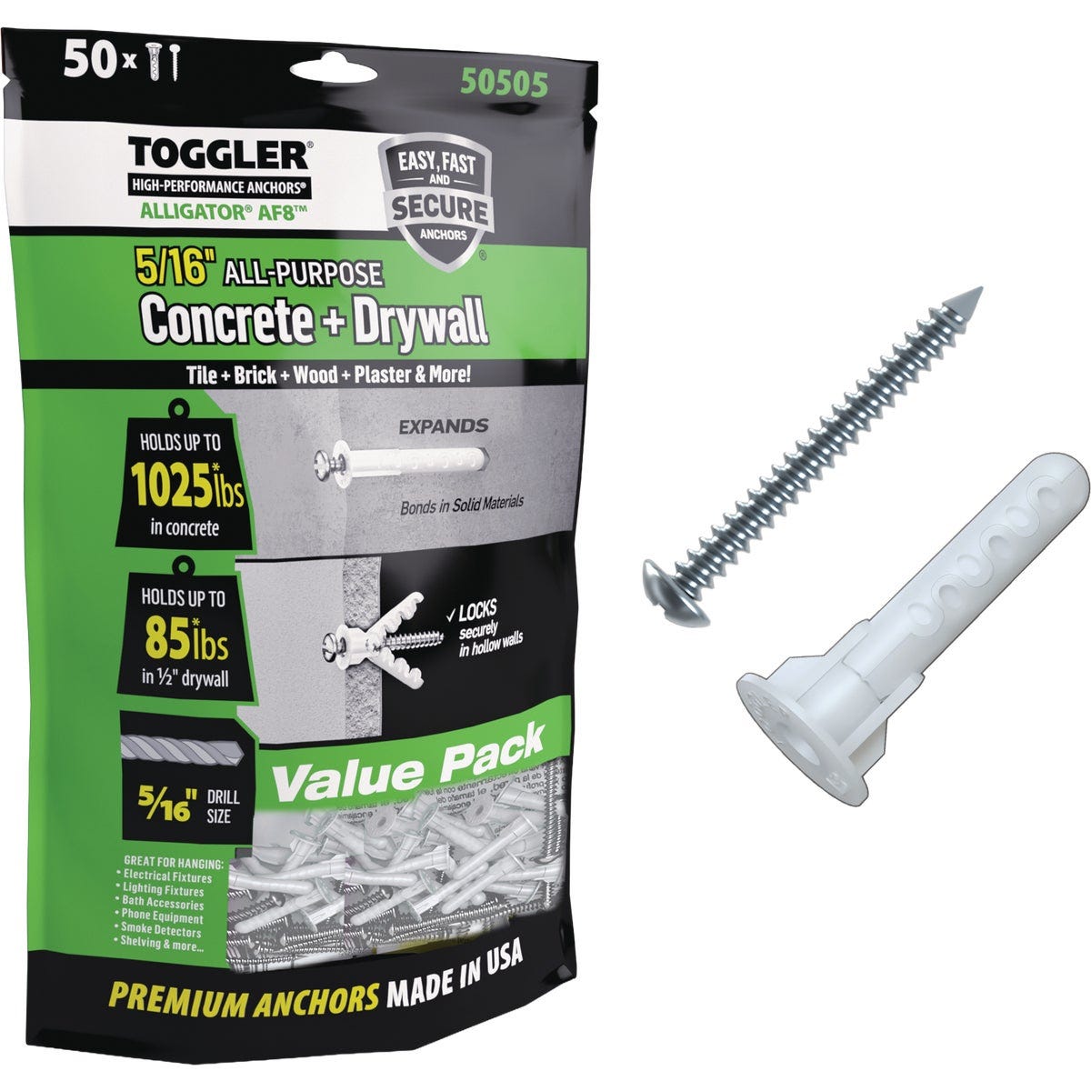 Toggler Alligator #12 x 1-3/4 In. Concrete & Drywall Anchors (50 Ct.)