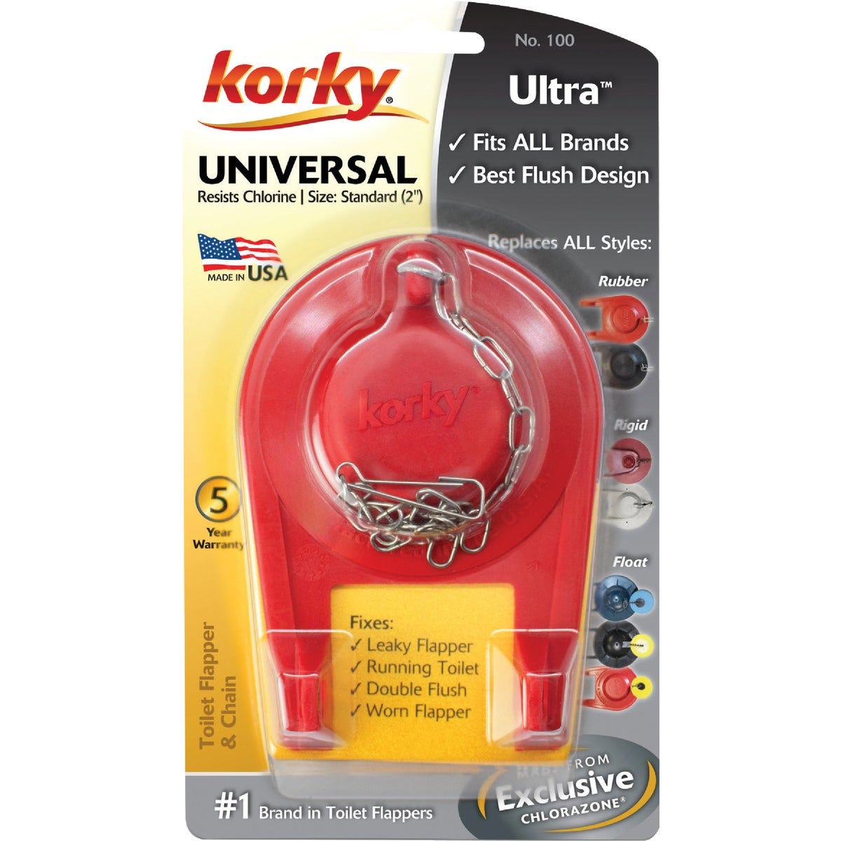 Korky 3060BP 08265001078 Flapper ad alte prestazioni, rosso, L (7,6 cm