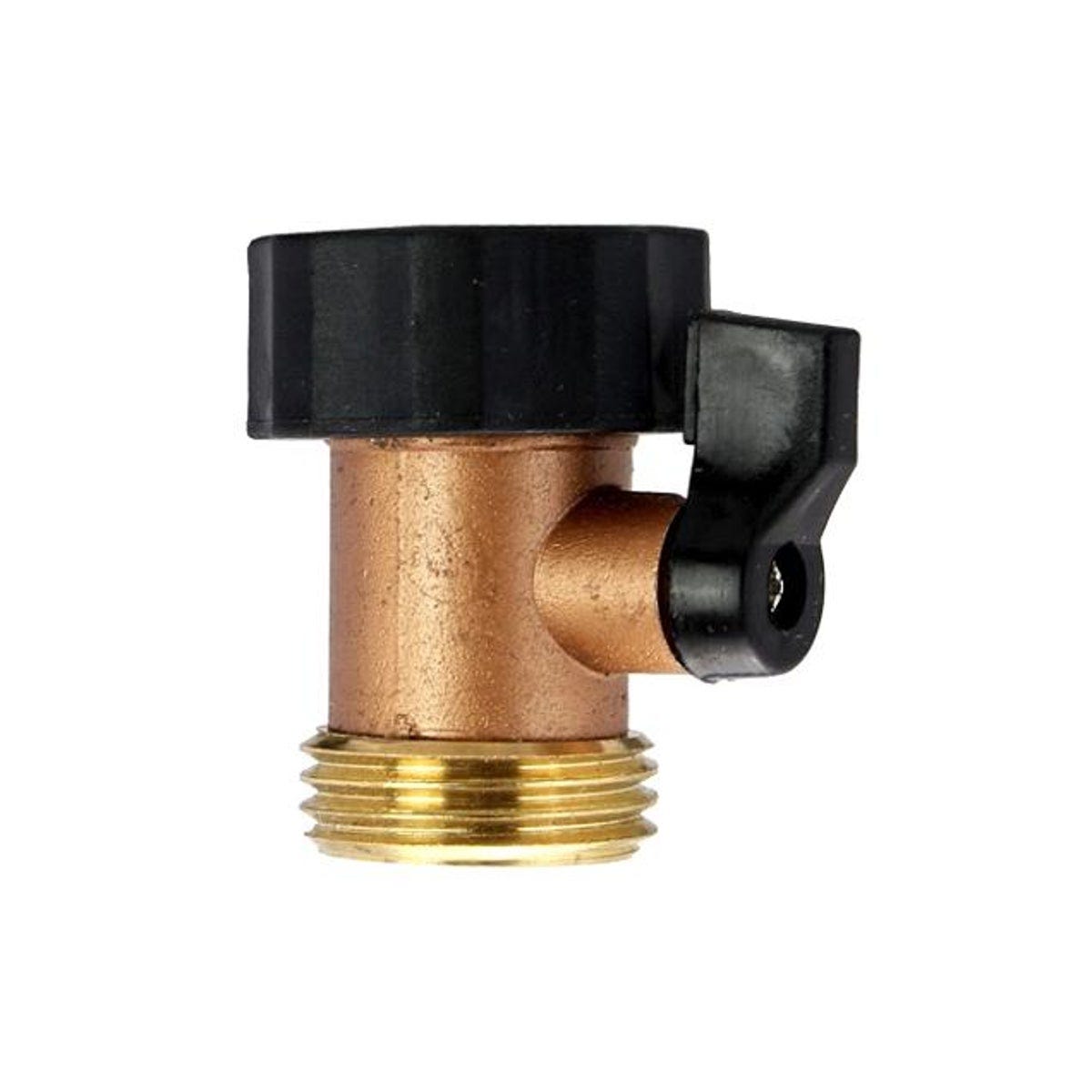 Green Thumb Brass Swivel Hose Connector with Shutoff Lever