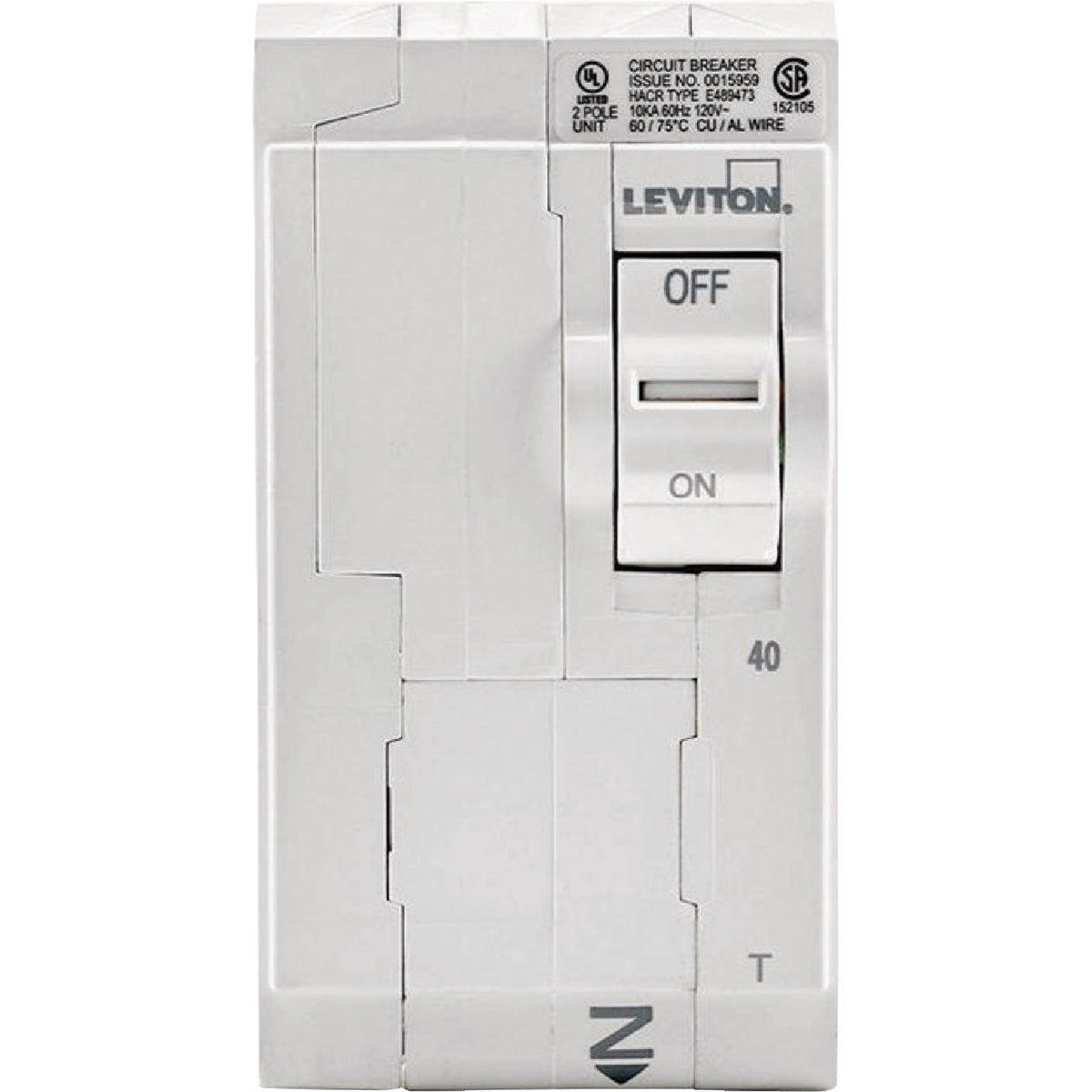 Leviton 40A Double-Pole Plug-On Standard Branch Thermal Magnetic Trip Circuit Breaker - photo 2