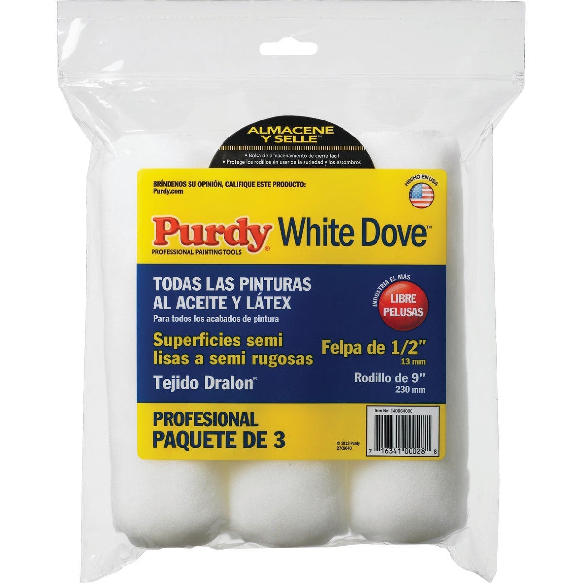 Purdy White Dove 9 In. x 1/2 In. Woven Fabric Roller Cover (3-Pack) - photo 2