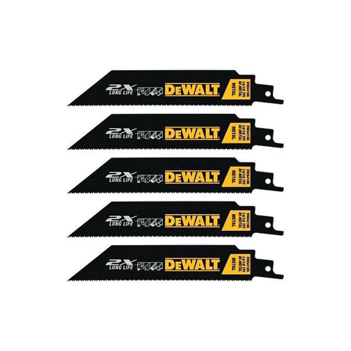 DeWalt 6 In. 14 TPI Metal Reciprocating Saw Blades (5-Pack)