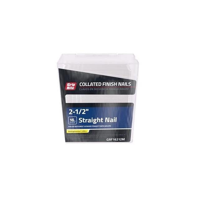 Grip-Rite 2-1/2 In. 16-Gauge Electrogalvanized Straight Collated Finish Nails (1000 Ct.)
