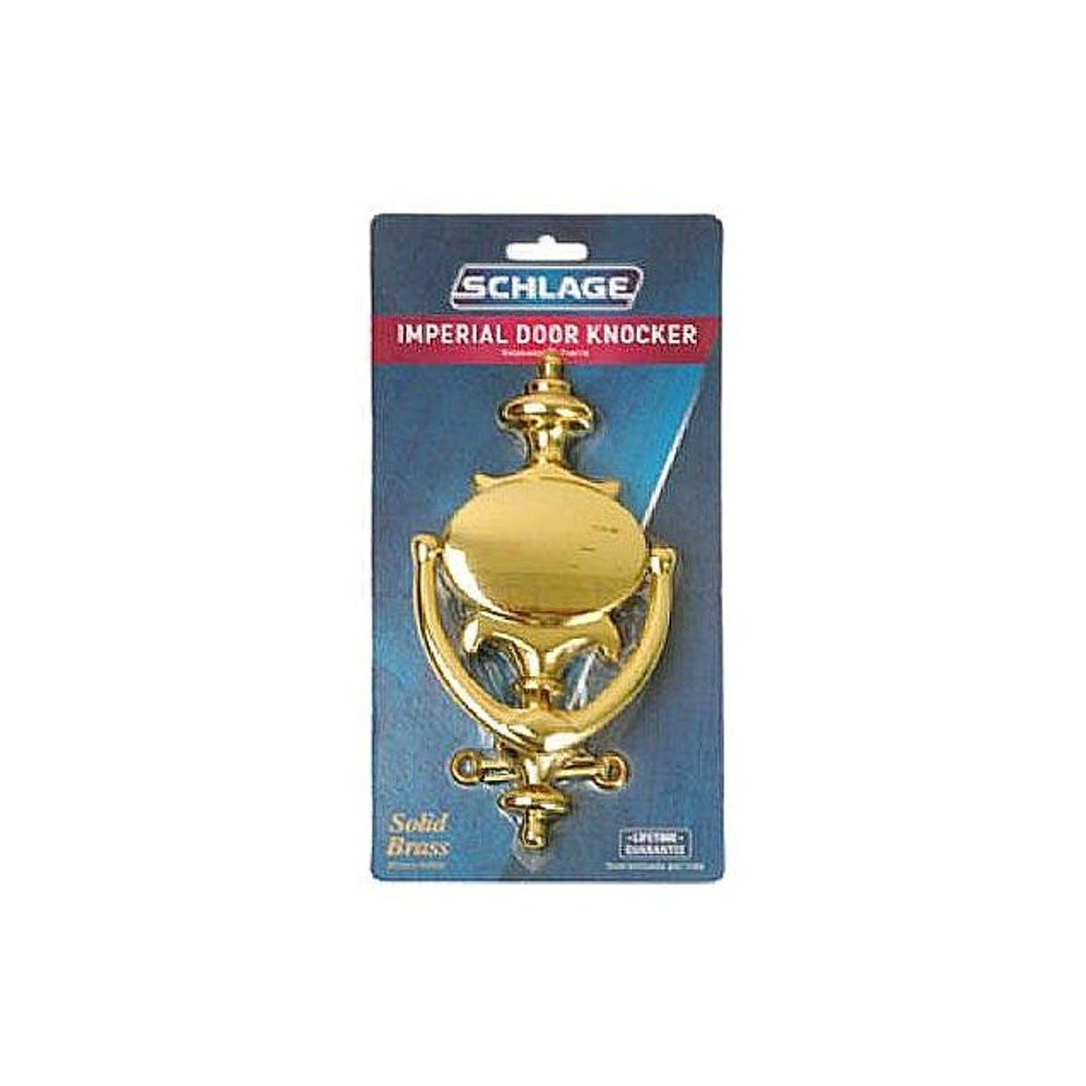 Schlage Imperial 8-1/2 In. H x 4-1/8 In. W Brass Door Knocker Schlage Imperial 8-1/2 In. H x 4-1/8 In. W Brass Door Knocker