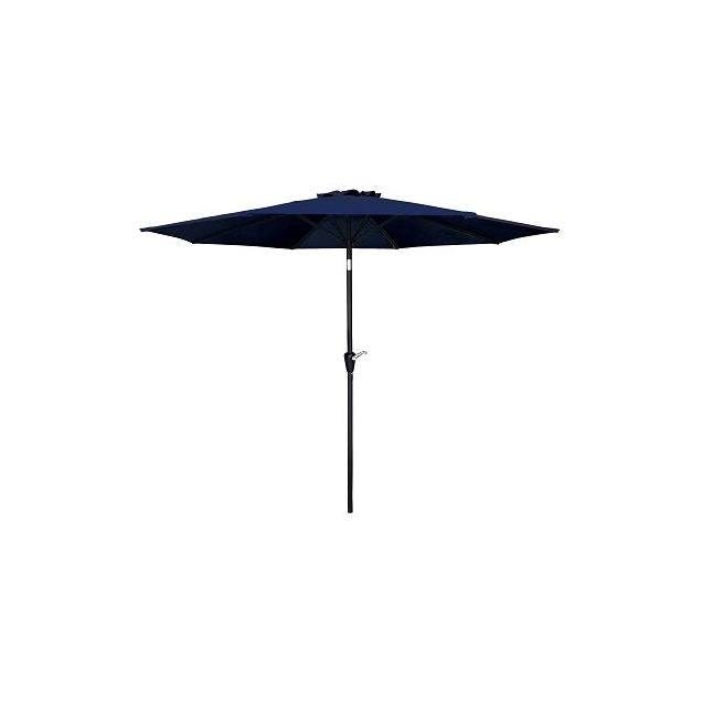 Four Seasons Courtyard 9 Ft. Steel Tilt/Crank Navy Market Patio Umbrella Four Seasons Courtyard 9 Ft. Steel Tilt/Crank Navy Market Patio Umbrella