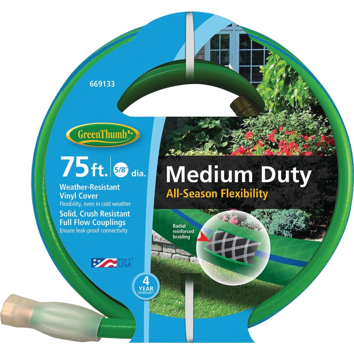 Green Thumb 5/8 In. Dia. x 75 Ft. Medium Duty Vinyl Garden Hose with Guard-N-Grip Green Thumb 5/8 In. Dia. x 75 Ft. Medium Duty Vinyl Garden Hose with Guard-N-Grip