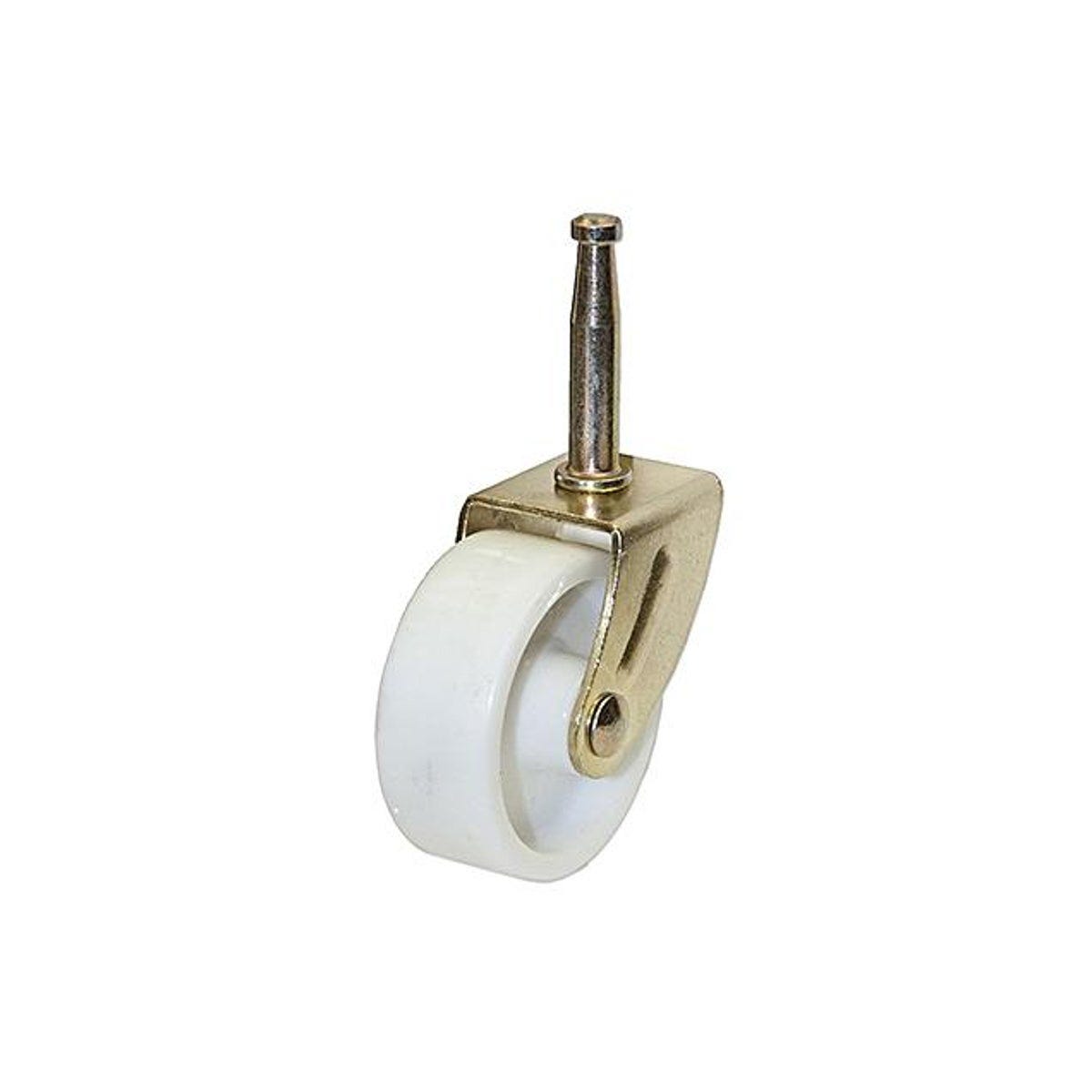 TruGuard 2 In. Wood Stem White with Brass Finish Wheel Caster (2-Pack)