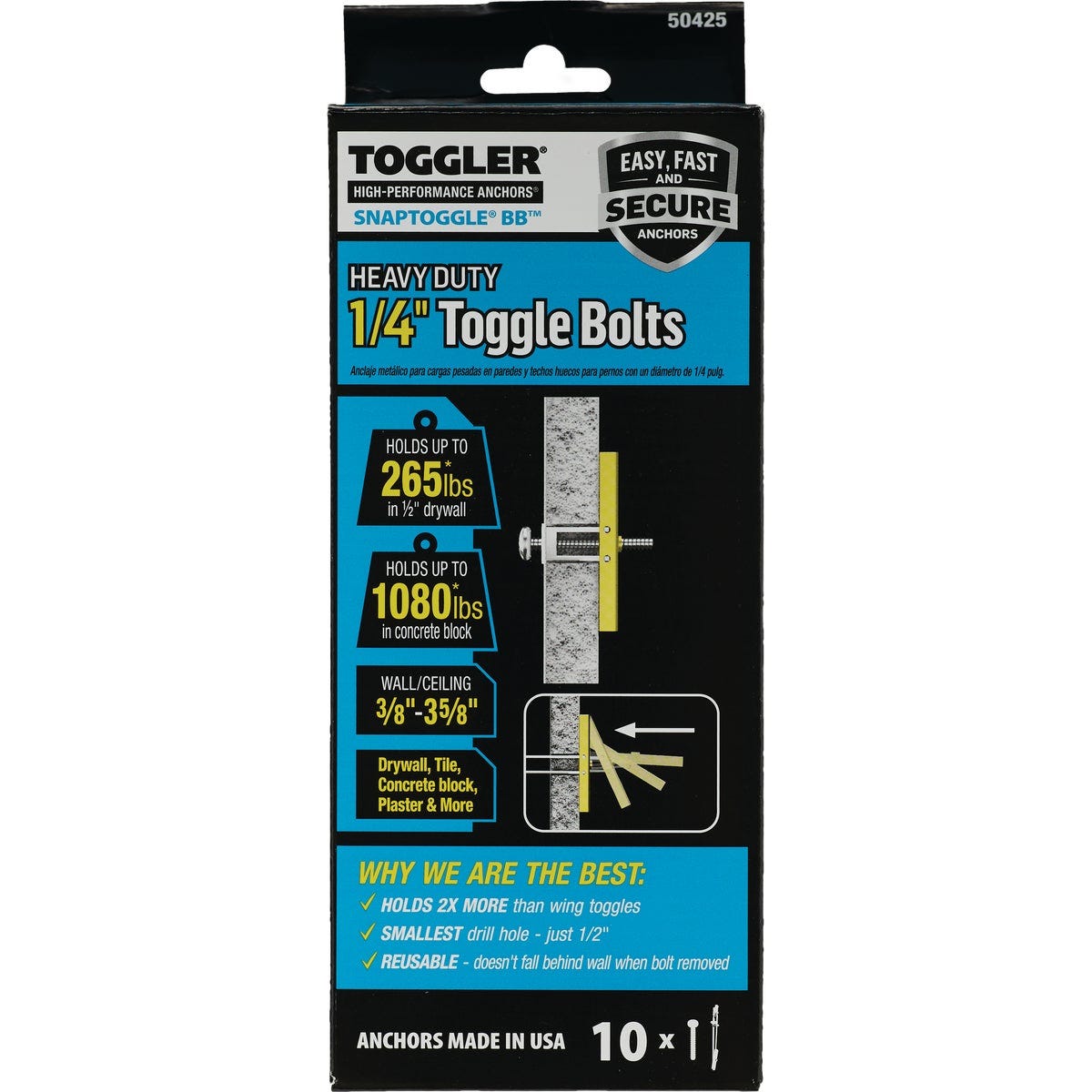 Toggler Snaptoggle 1/4 In.-24 x 2 In. Toggle Bolt (10-Count)