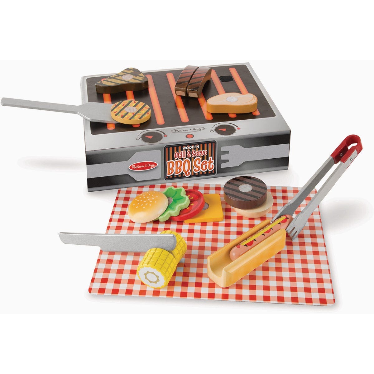 Melissa & Doug Wood Grill & Serve BBQ Set