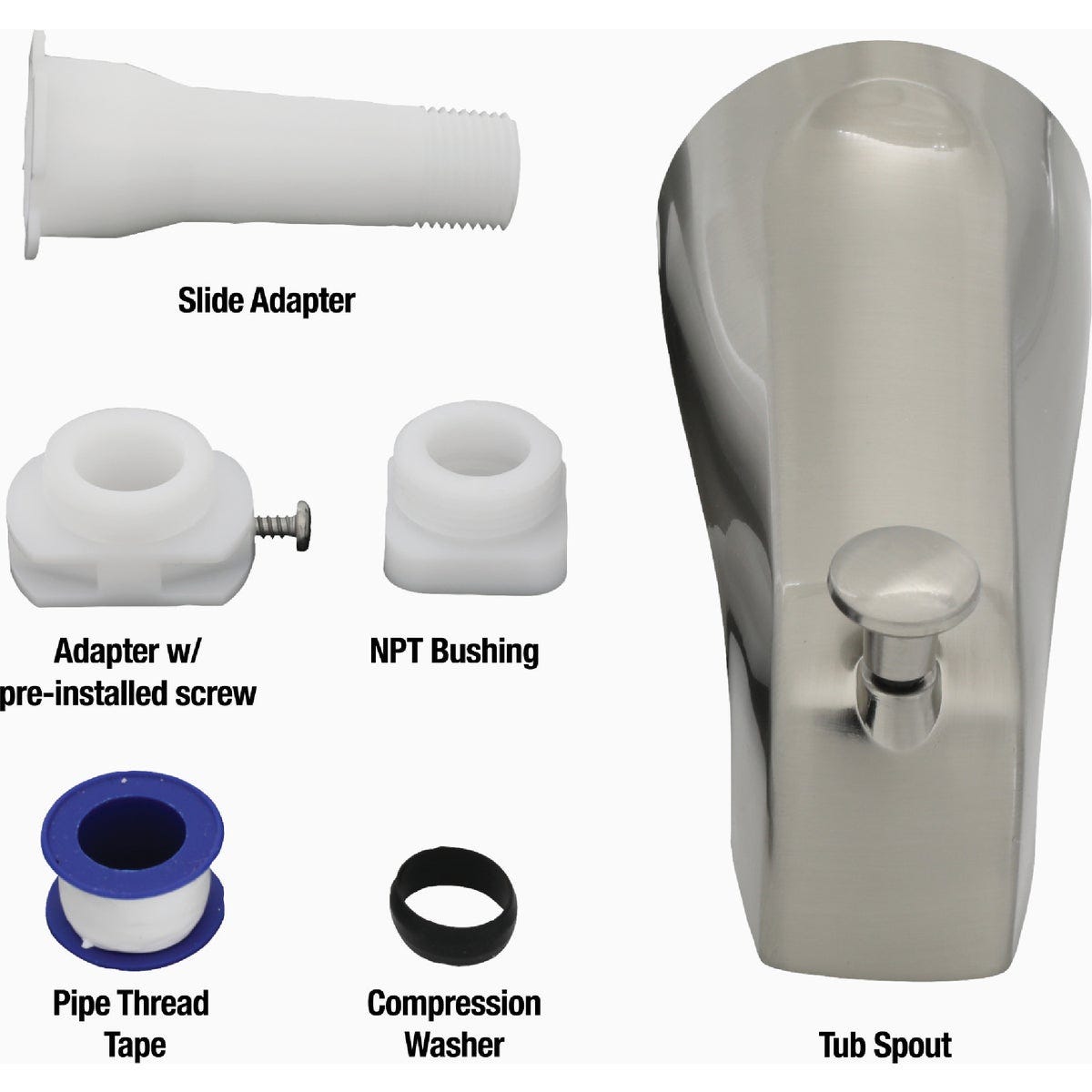 Danco 5 In. Brushed Nickel Bathtub Spout with Diverter - photo 6 Danco 5 In. Brushed Nickel Bathtub Spout with Diverter - photo 6
