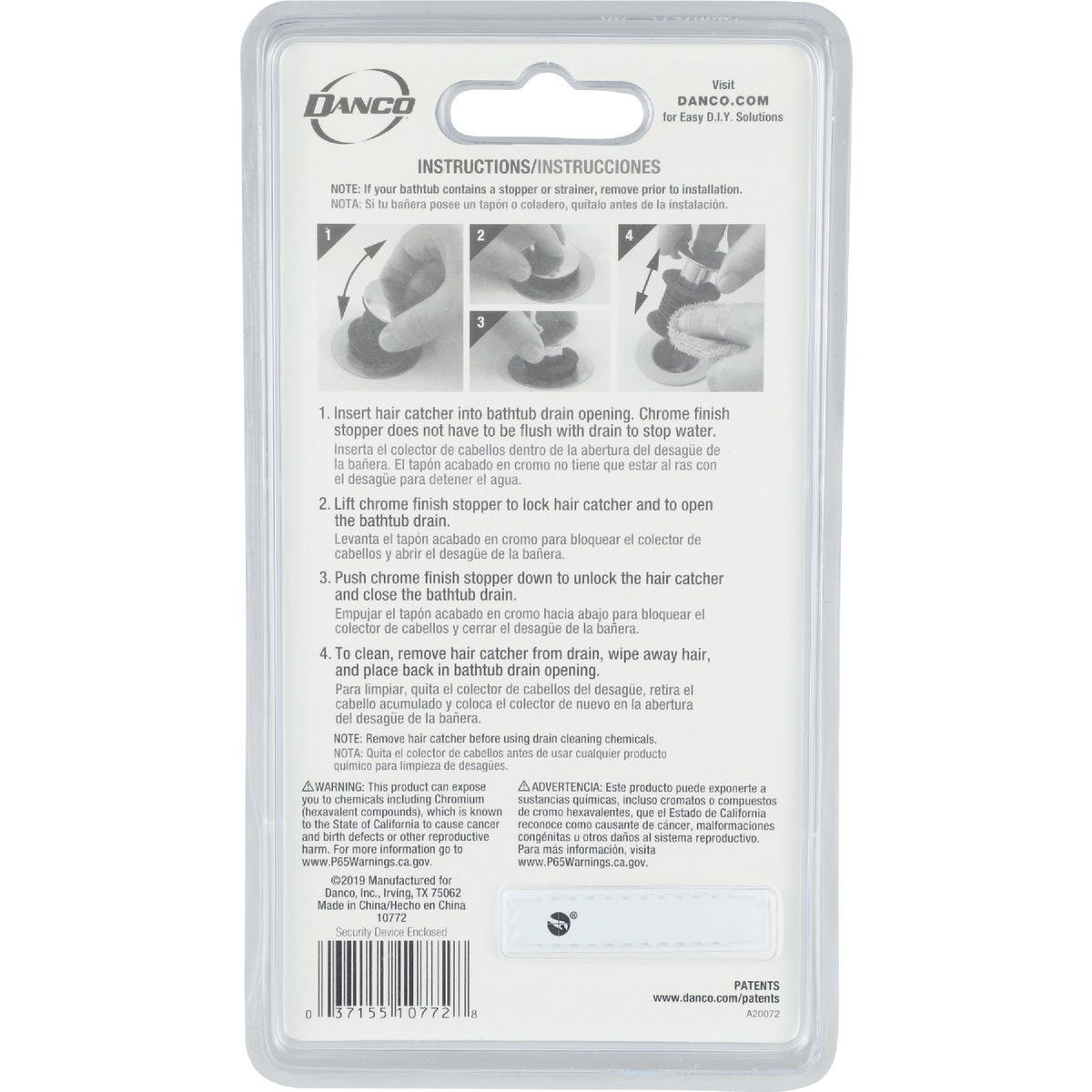 Danco 1-1/2 In. 2-in-1 Hair Catcher and Tub Drain Strainer with Chrome Finish - photo 3