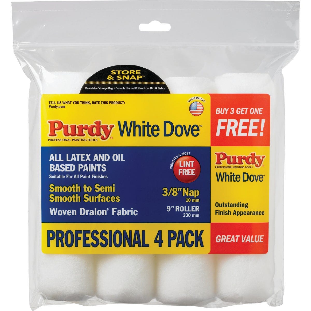 Purdy White Dove 9 In. x 3/8 In. Woven Fabric Roller Cover (4-Pack) Purdy White Dove 9 In. x 3/8 In. Woven Fabric Roller Cover (4-Pack)