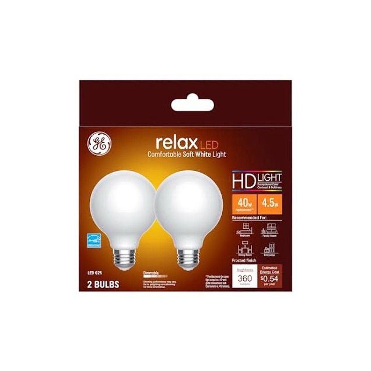 GE 2-Pack 4.5W 360 Lumens Soft White LED Light Bulbs
