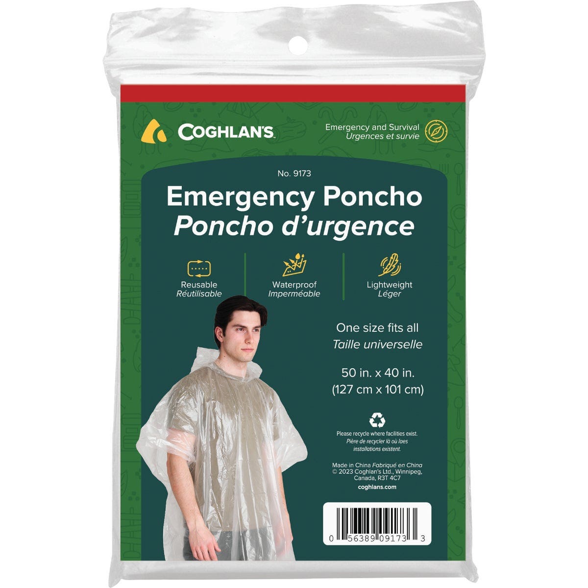 Coghlans 50 In. x 80 In. Emergency Rain Poncho Coghlans 50 In. x 80 In. Emergency Rain Poncho