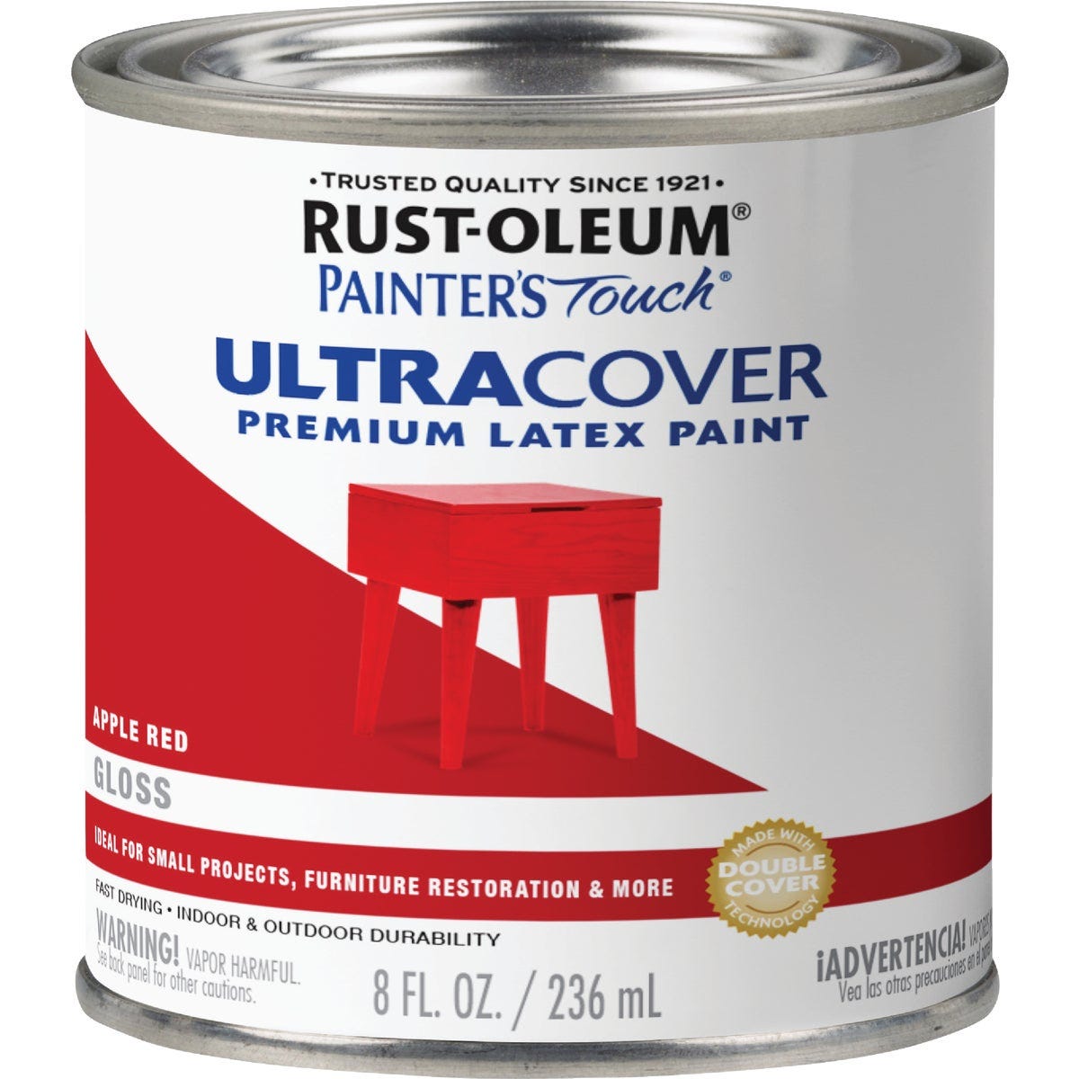 Rust-Oleum Painter's Touch 2X Ultra Cover Premium Latex Paint, Gloss Apple Red, 1/2 Pt. - photo 2