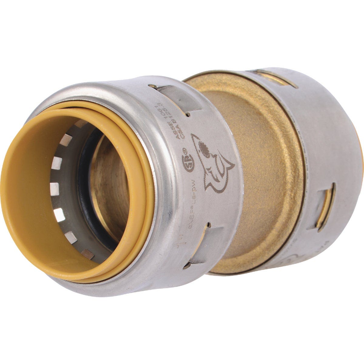 SharkBite 1 In. Push-to-Connect Straight Brass Coupling SharkBite 1 In. Push-to-Connect Straight Brass Coupling