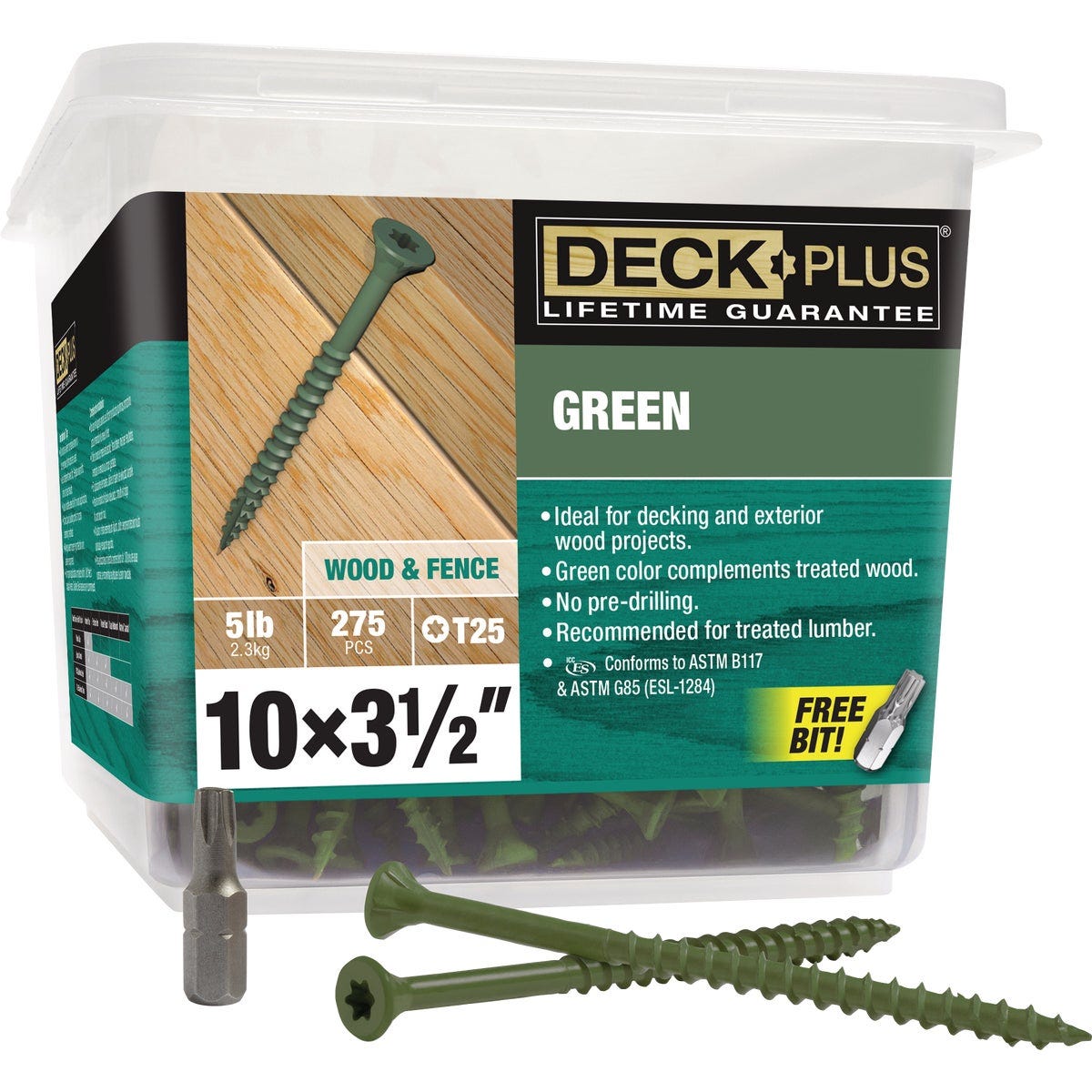 Hillman Deck Plus #10 x 3-1/2 In. Green Deck Screw (275-Count) Hillman Deck Plus #10 x 3-1/2 In. Green Deck Screw (275-Count)