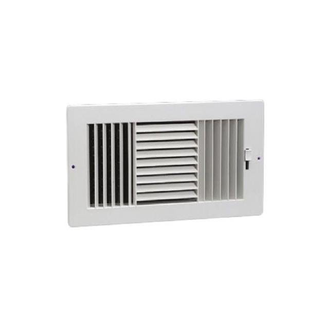 AmeriFlow 12 In. x 6 In. White Steel 3-Way Sidewall Register