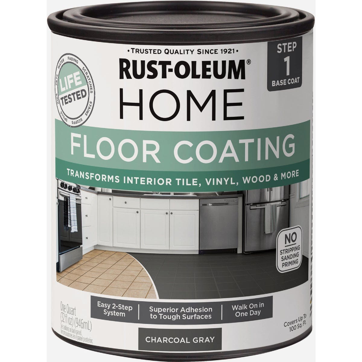 Rust-Oleum Home Floor Coating, Matte Charcoal Gray, Quart - photo 2