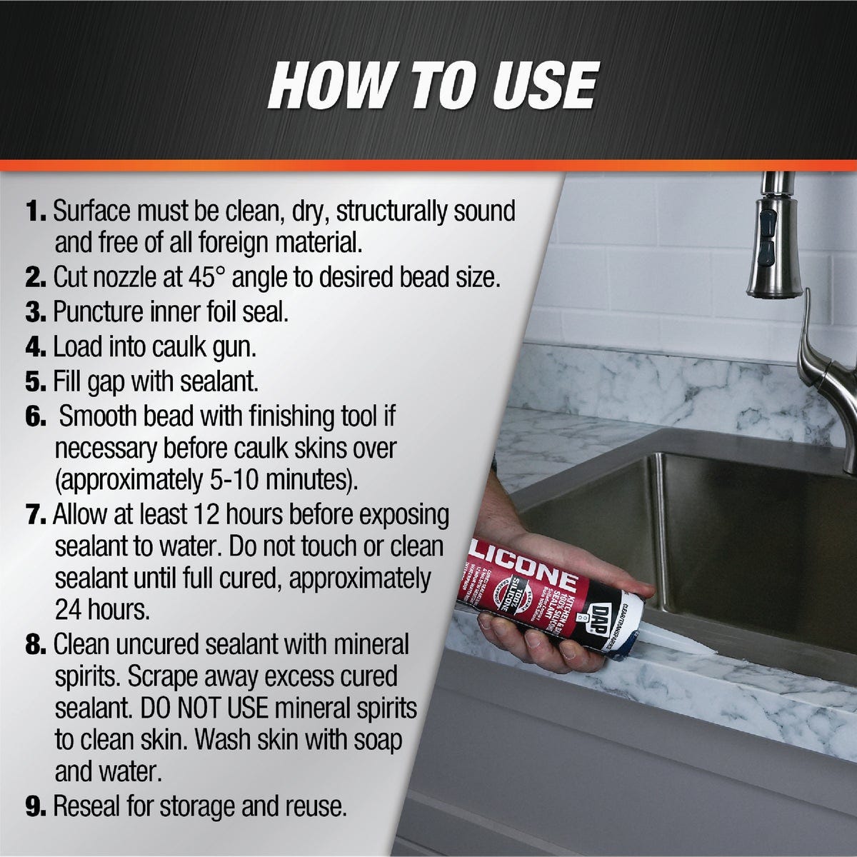 DAP 9.8 Oz. Kitchen And Bath 100% Silicone Sealant, White - photo 2 DAP 9.8 Oz. Kitchen And Bath 100% Silicone Sealant, White - photo 2