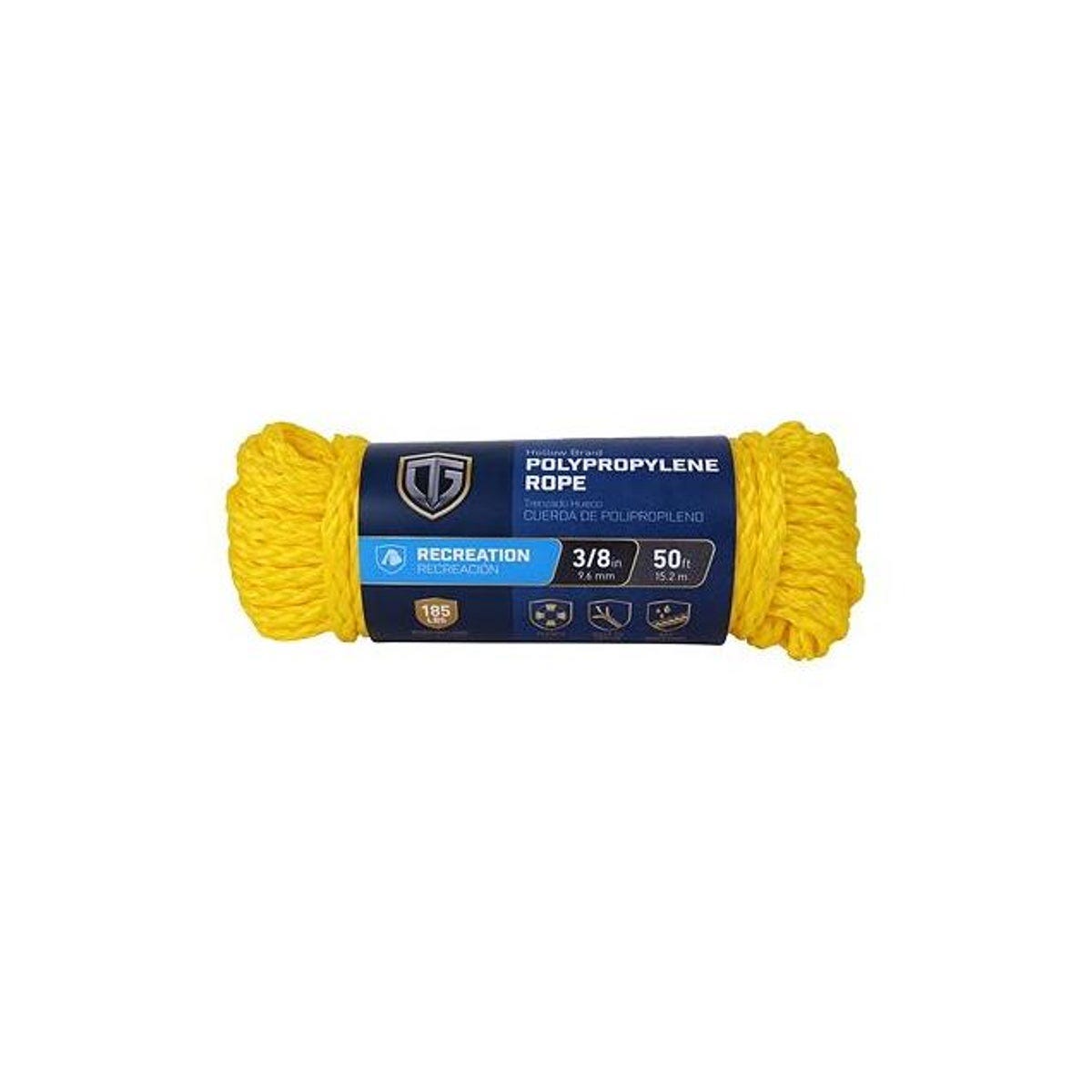 Richelieu 3/8 In. x 50 Ft. Yellow Hollow Core Polypropylene Rope Richelieu 3/8 In. x 50 Ft. Yellow Hollow Core Polypropylene Rope