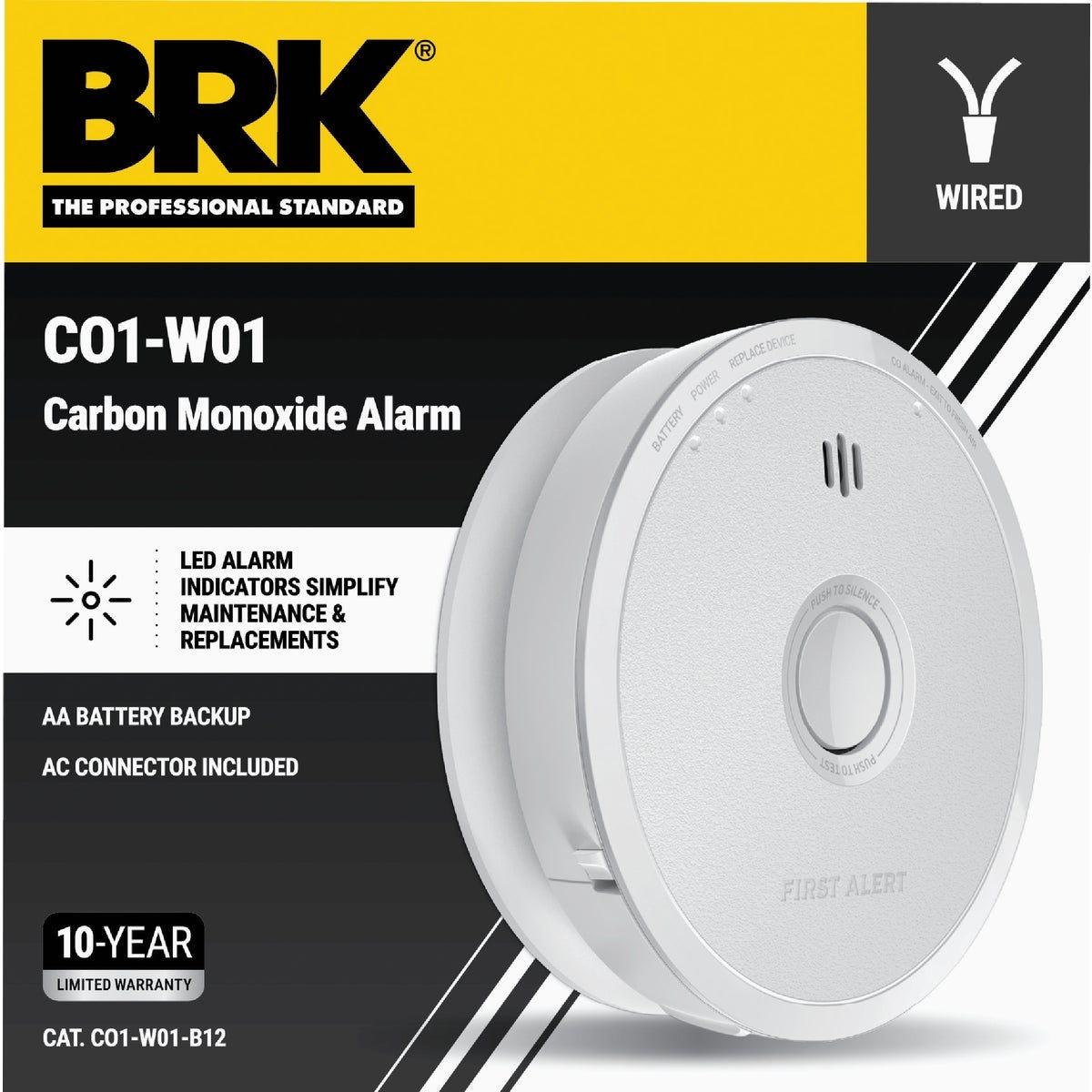 First Alert CO5120BN Hardwired 120V Electrochemical Carbon Monoxide Alarm with Battery Backup First Alert CO5120BN Hardwired 120V Electrochemical Carbon Monoxide Alarm with Battery Backup