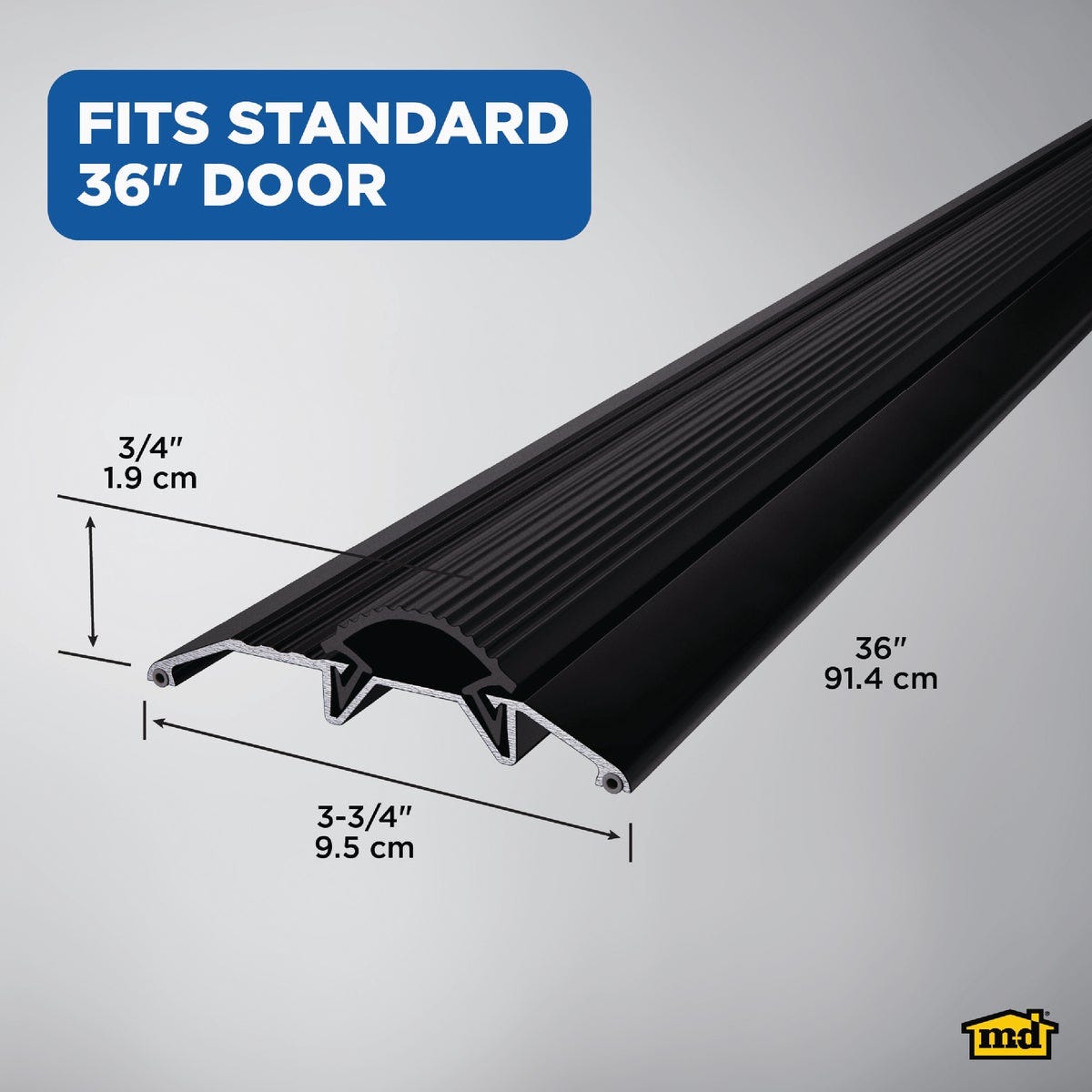 M-D Building Products 3-3/4 In. x 3/4 In. x 36 In. Black Aluminum and Vinyl Heavy-Duty Low-Profile Threshold - photo 2