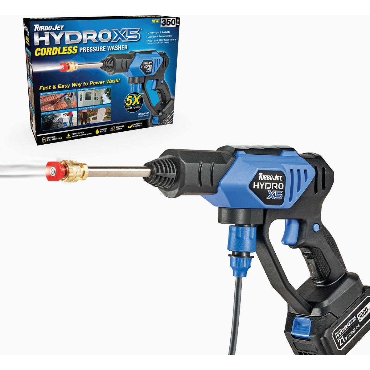 Turbo Jet Hydro X5 350 PSI Cordless Power Cleaner with 21V Battery & Charger - photo 12 Turbo Jet Hydro X5 350 PSI Cordless Power Cleaner with 21V Battery & Charger - photo 12