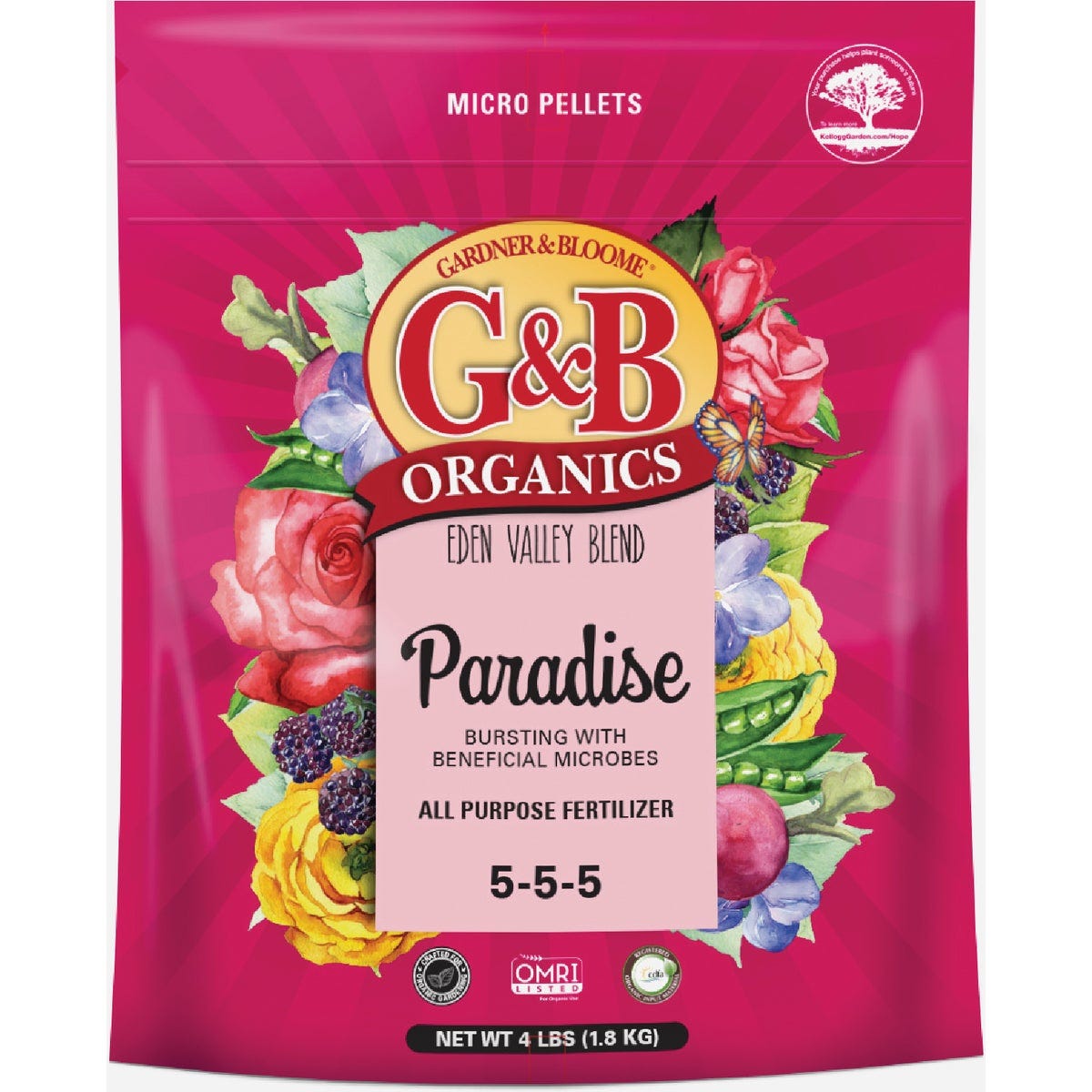 G&B Organics 4 Lb. 5-5-5 Eden Valley Blend Paradise All Purpose Fertilizer