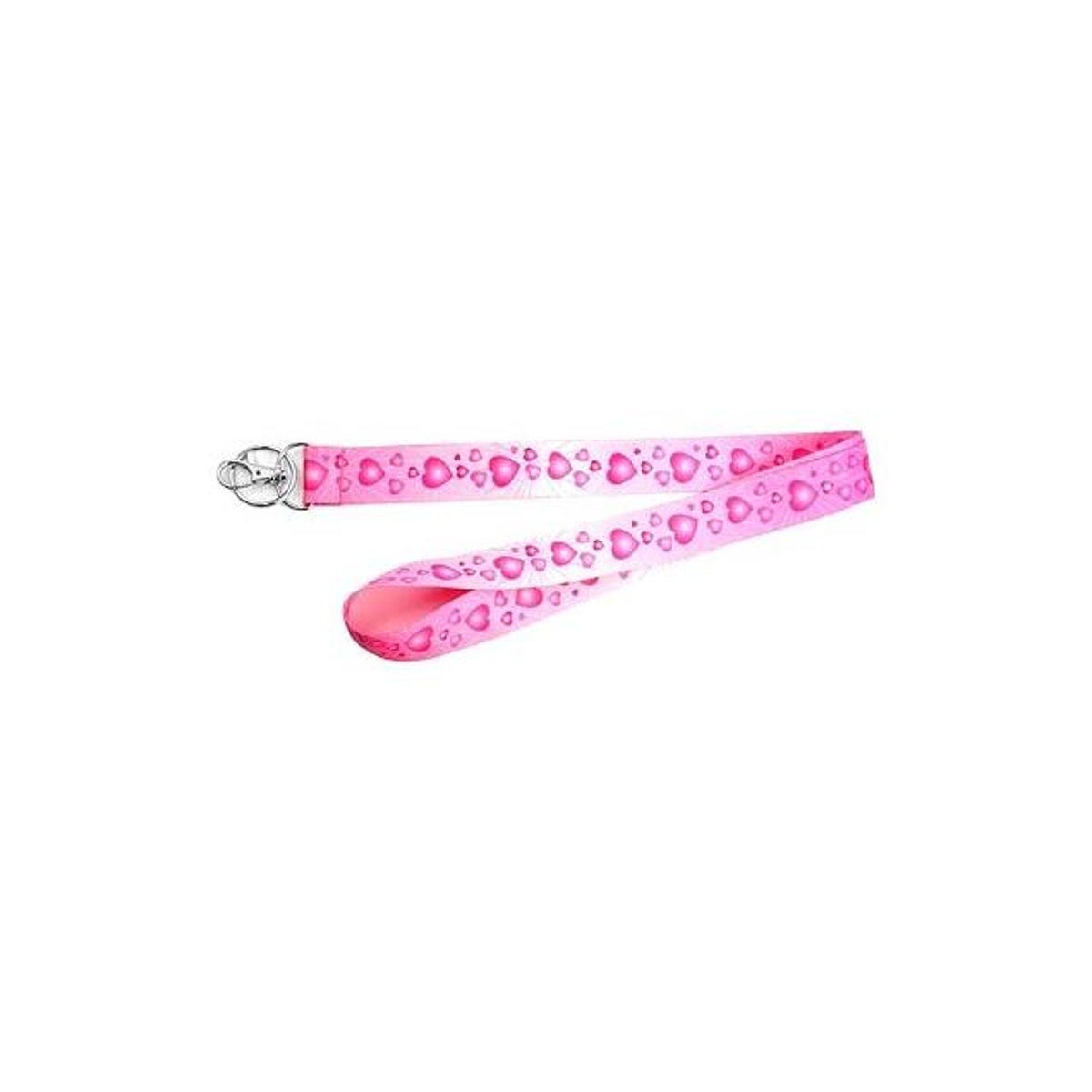 Hy-Ko 1 x 18 In. Pink Hearts Lanyard with Metal Clip