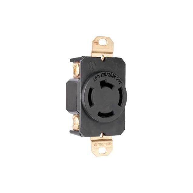 Legrand Pass & Seymour 125/208V 20A Black Locking Outlet Legrand Pass & Seymour 125/208V 20A Black Locking Outlet