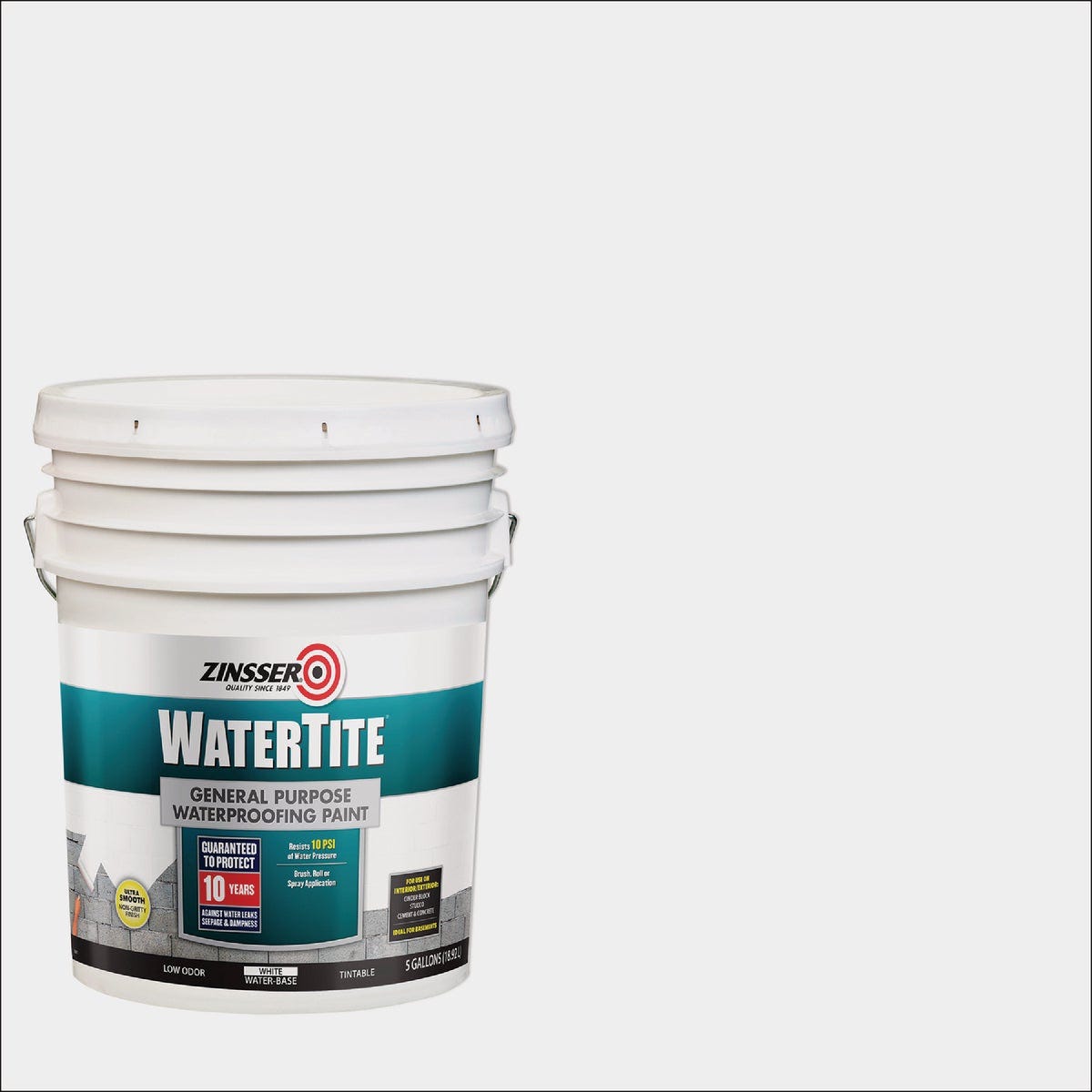 Zinsser WaterTite White General Purpose Waterproofing Paint, 5 Gal. Zinsser WaterTite White General Purpose Waterproofing Paint, 5 Gal.