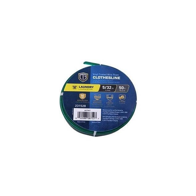 Richelieu 5/32 In. x 50 Ft. Green PVC Coated Wire Clothesline Richelieu 5/32 In. x 50 Ft. Green PVC Coated Wire Clothesline