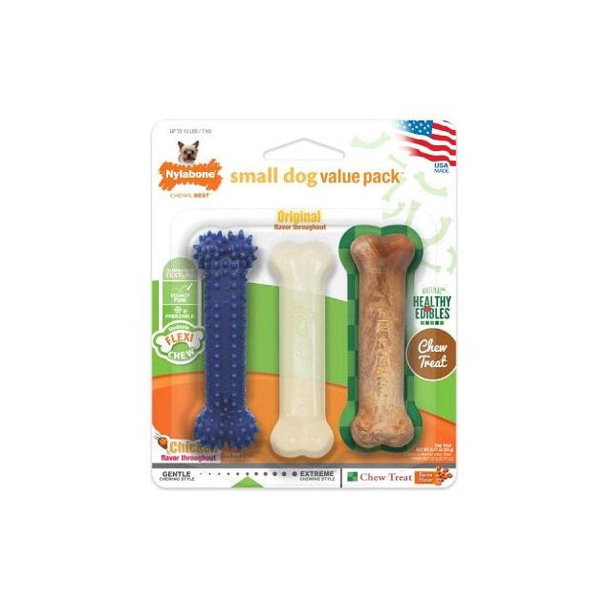 Nylabone 3-Pack Healthy Edibles & Flexi Chews for X-Small/Petite Dogs