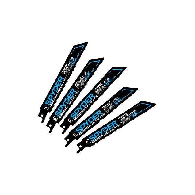 Spyder 6 In. 10/14 TPI Metal Bi-Metal Reciprocating Saw Blades (5-Pack)