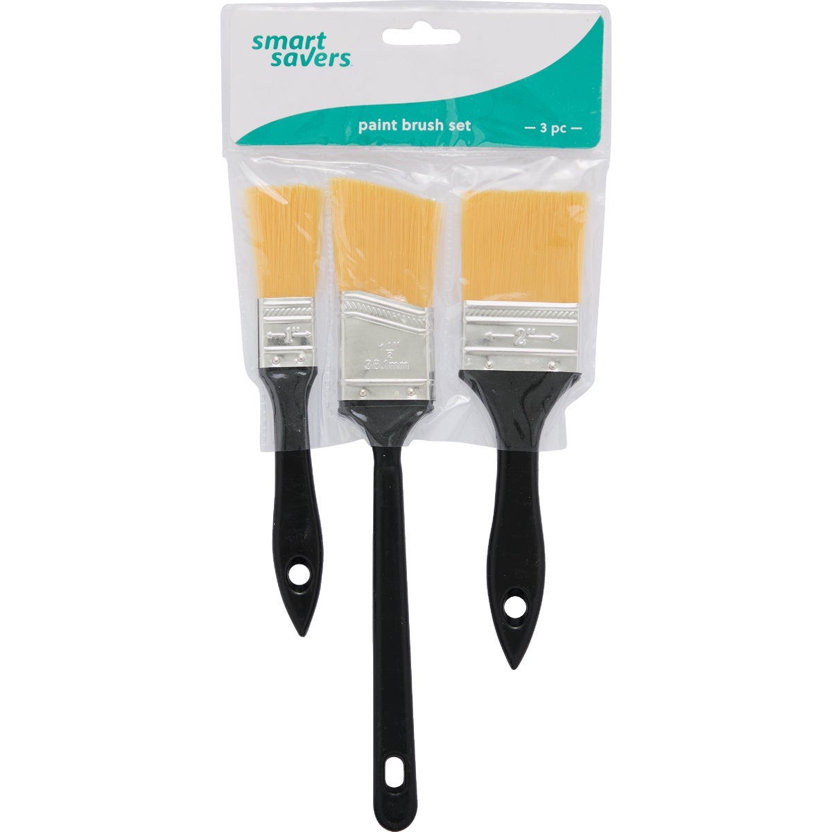 Smart Savers 1 In. Flat, 1-1/2 In. Flat, 2 In. Flat Polyester Assorted Paint Brush Set (3-Pack)