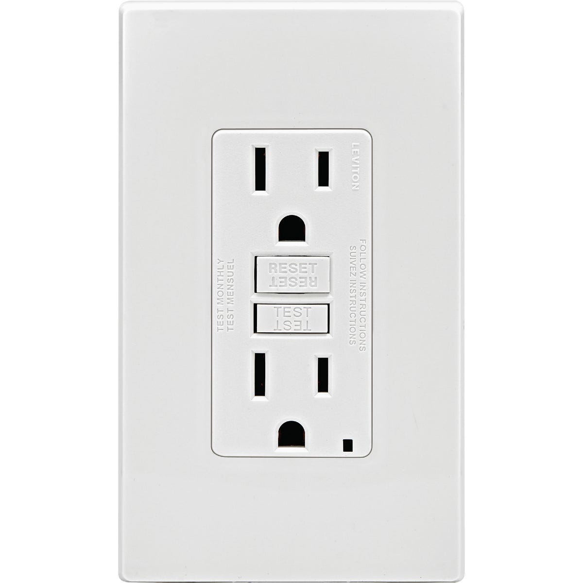 Leviton SmartlockPro Self-Test 15A White Residential Grade 5-15R Slim GFCI Duplex Outlet (3-Pack) - photo 2