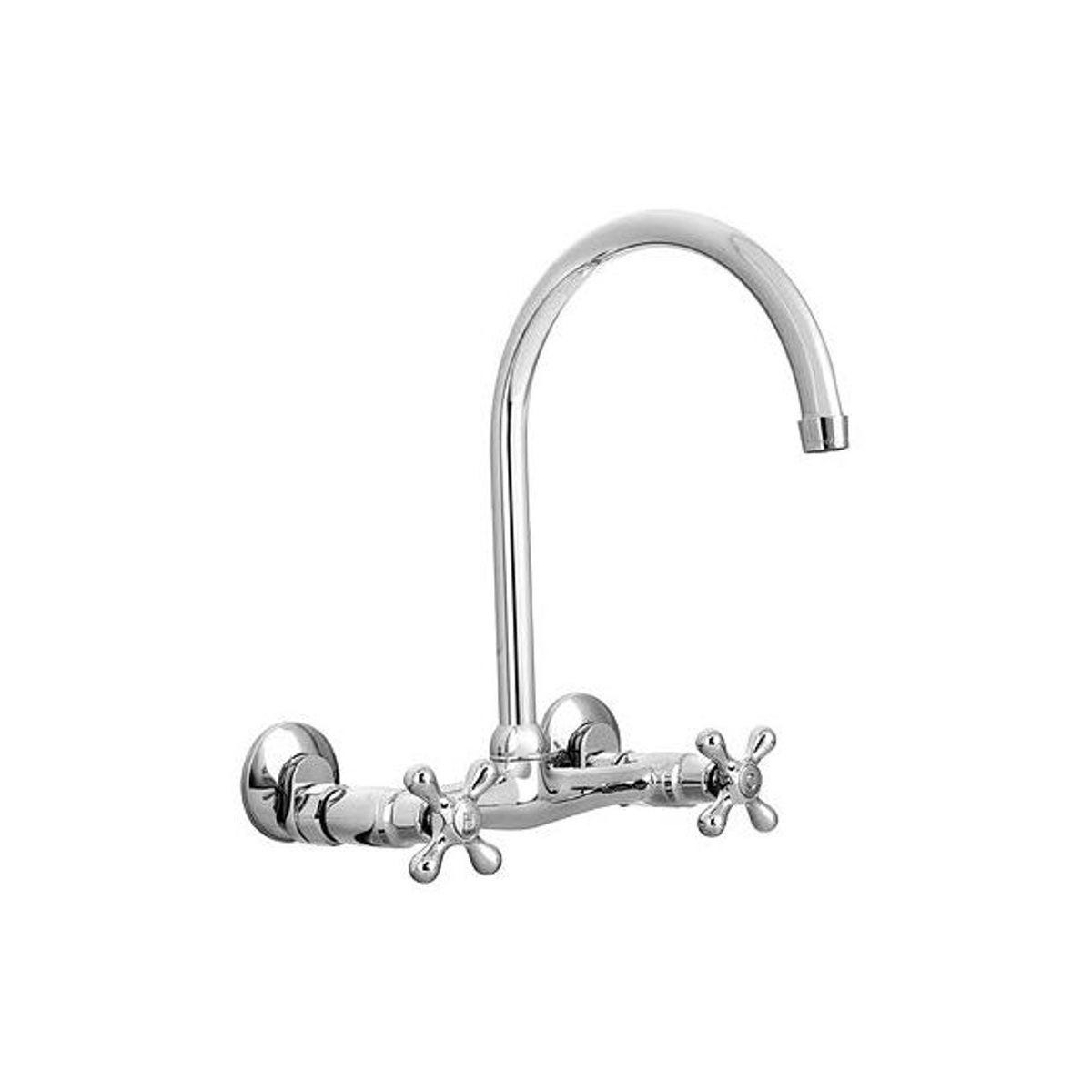 Baypointe Chrome-Plated High-Arc Wall-Mount Kitchen Faucet