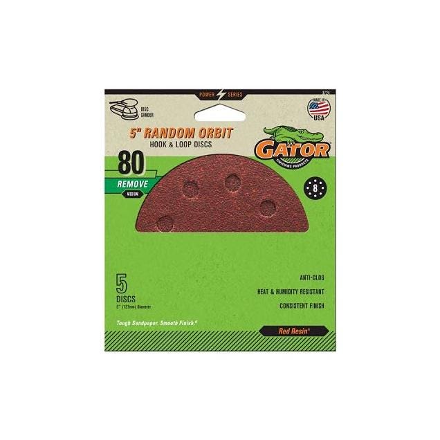 Gator 5 In. 80-Grit Aluminum Oxide Red Resin Sanding Discs (5-Pack) Gator 5 In. 80-Grit Aluminum Oxide Red Resin Sanding Discs (5-Pack)