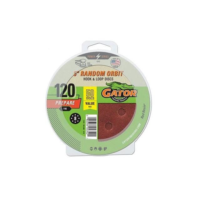 Gator 5 In. 120-Grit Hook & Loop Sanding Discs (50-Pack)