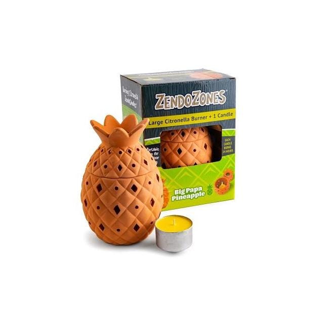 ZendoZones Big Papa Large Pineapple Shape Terra Cotta Citronella Burner + 3 Candles ZendoZones Big Papa Large Pineapple Shape Terra Cotta Citronella Burner + 3 Candles