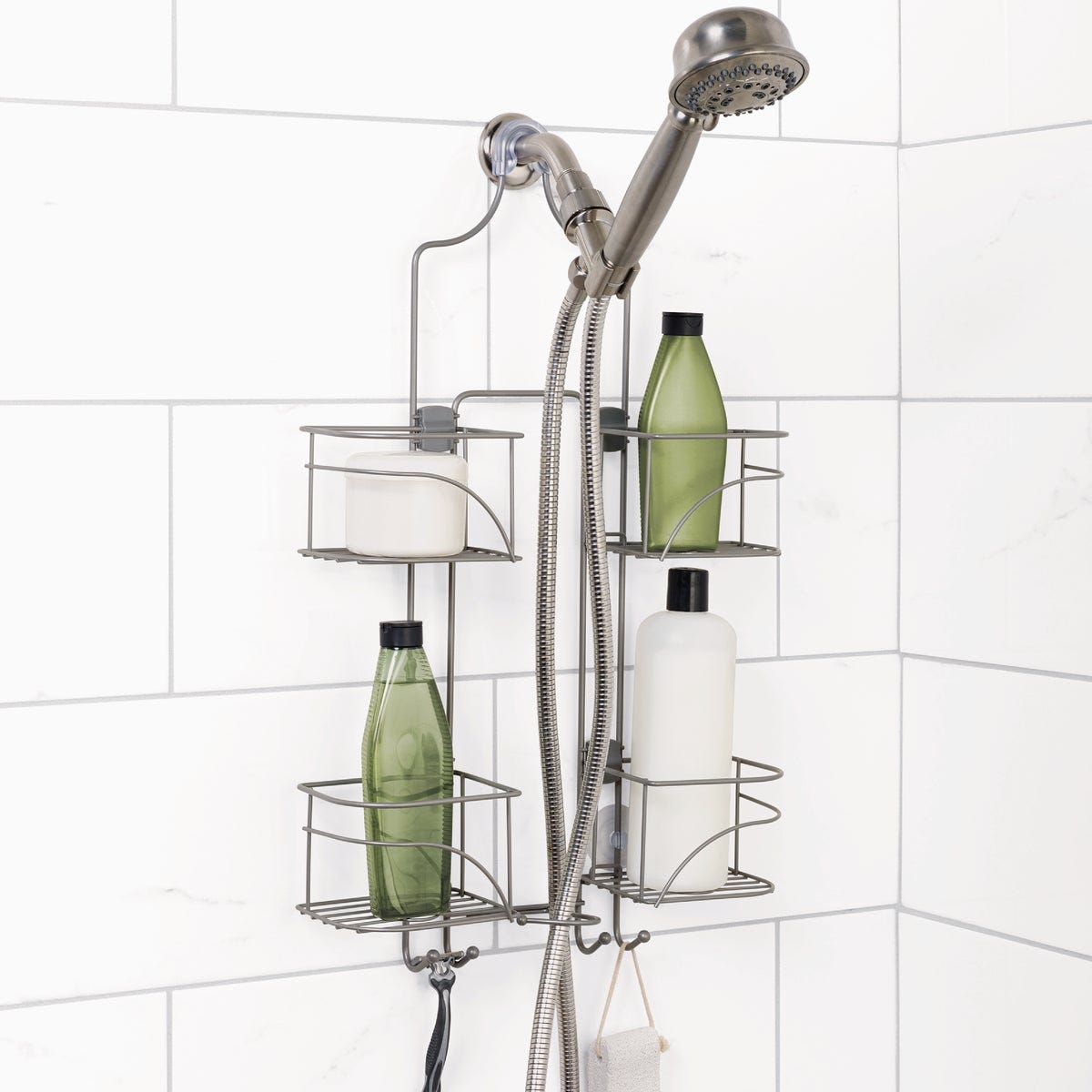 Zenna Home 10-1/4 In. x 24-3/4 In. Satin Nickel Expandable Hanging Shower Caddy - photo 4