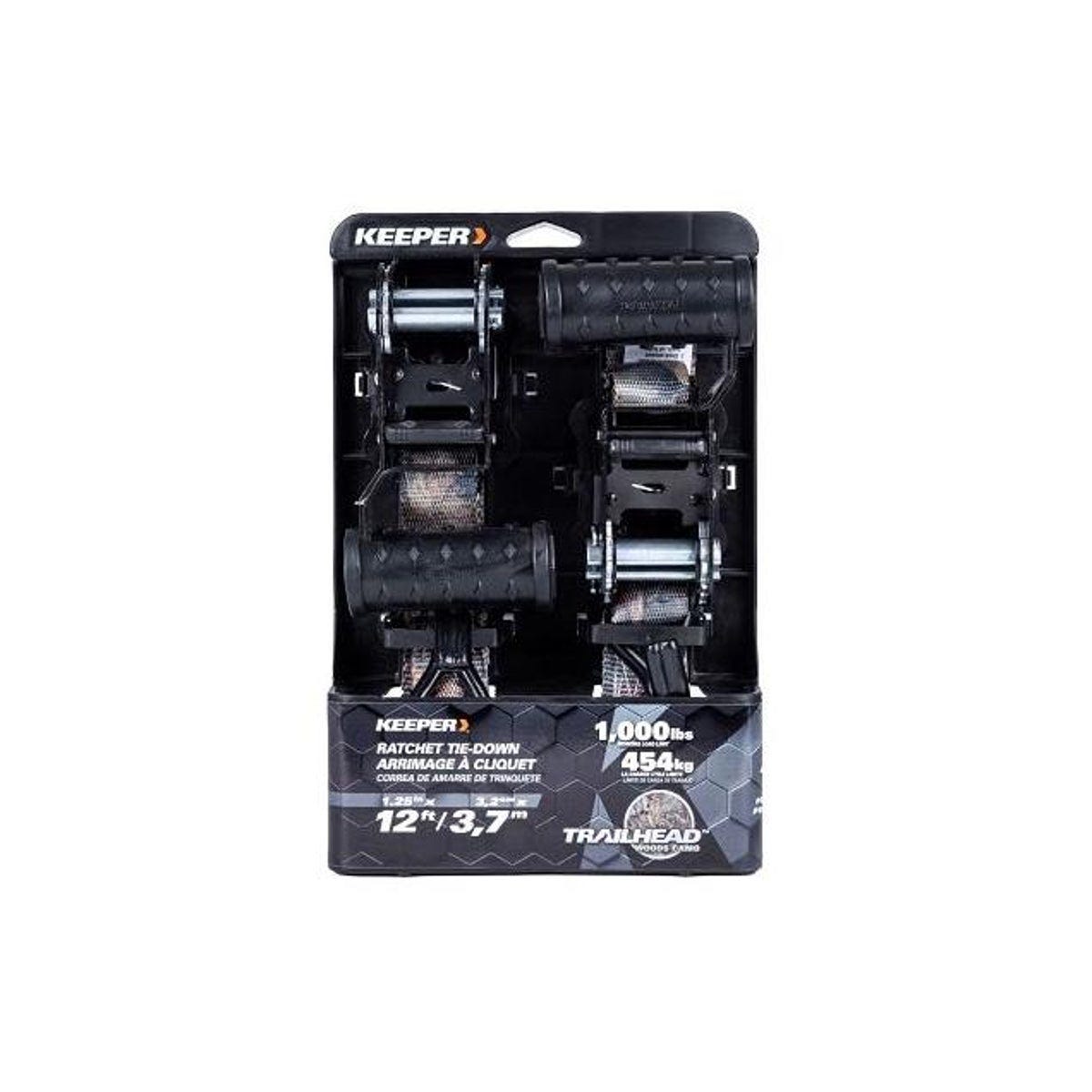 Keeper 1.25 In. x 12 Ft. Woods Camo Ratchet Tie-Down (2-Pack)