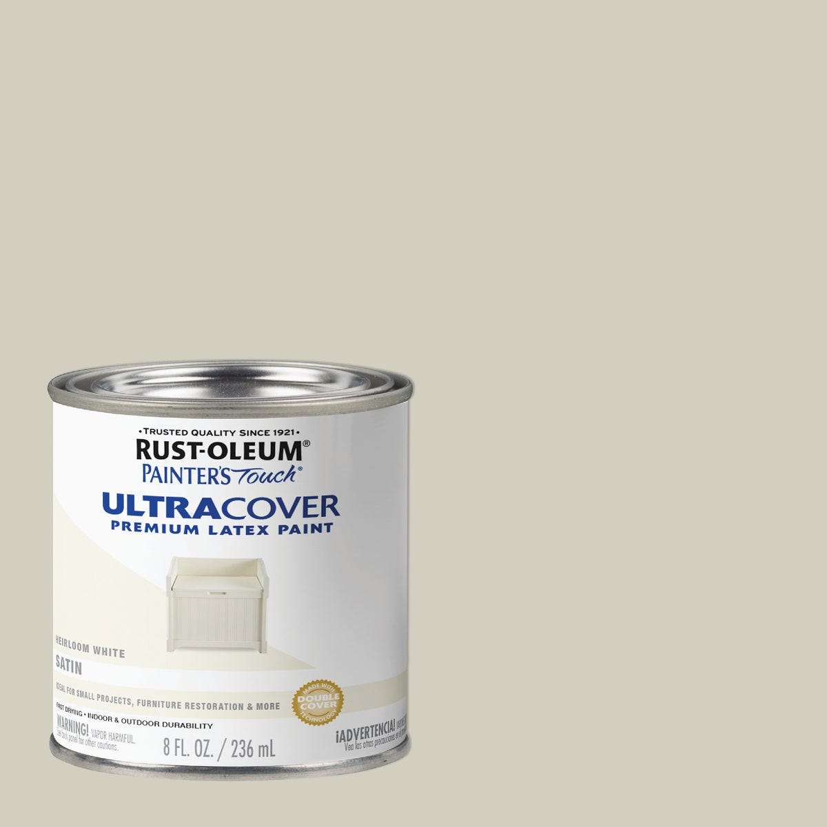 Rust-Oleum Painter's Touch 2X Ultra Cover Premium Latex Paint, Satin Heirloom White, 1/2 Pt. Rust-Oleum Painter's Touch 2X Ultra Cover Premium Latex Paint, Satin Heirloom White, 1/2 Pt.