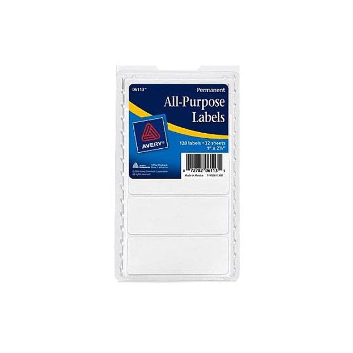 Avery 1 In. x 2.75 In. White All-Purpose Rectangle Labels (128-Ct.)