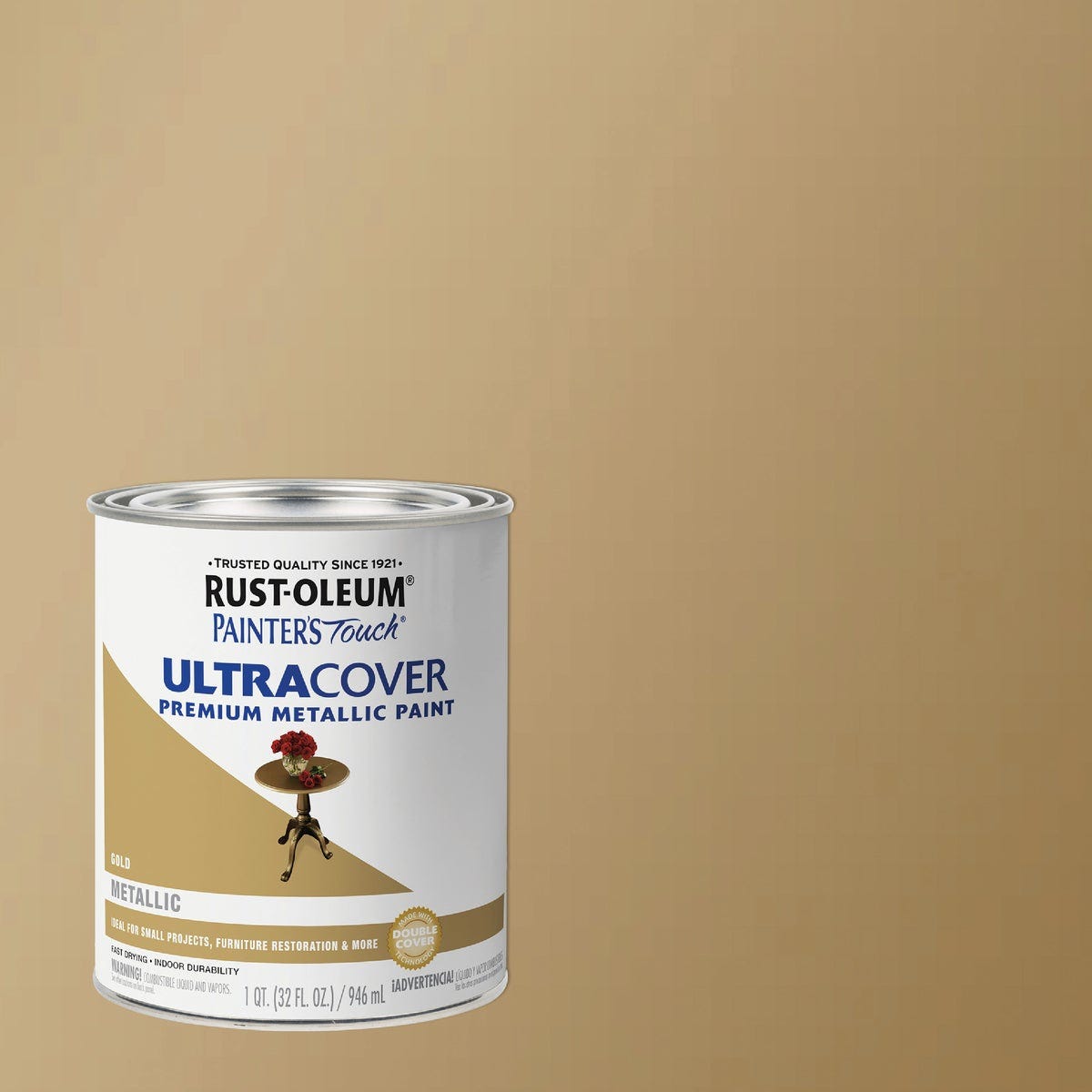 Rust-Oleum Painter's Touch Ultra Cover Premium Metallic Paint, Metallic Gold, 1 Qt.