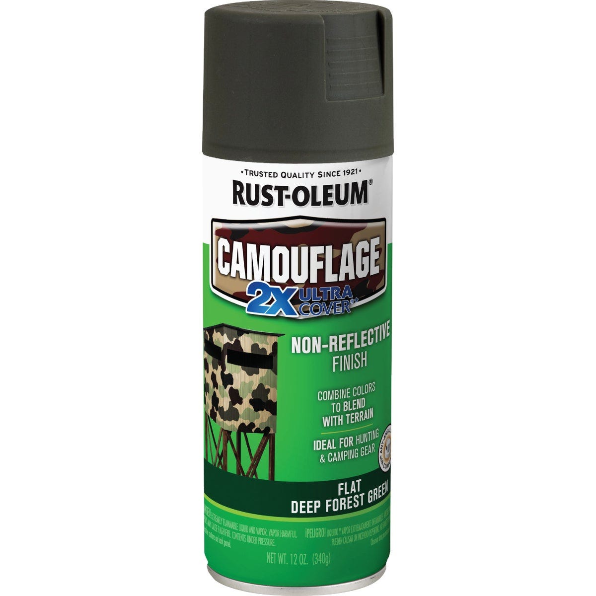 Rust-Oleum Camouflage 2X Ultra Cover 12 Oz. Flat Spray Paint, Deep Forest Green - photo 2