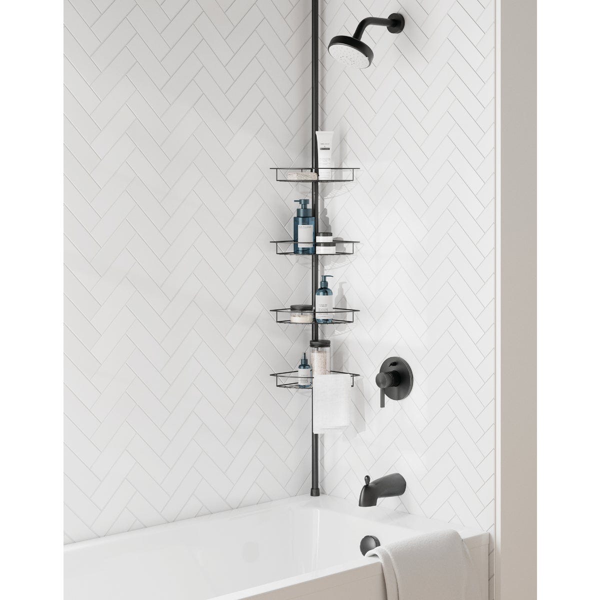 Zenna Home Matte Black Corner Shower Tension Pole Caddy - photo 2