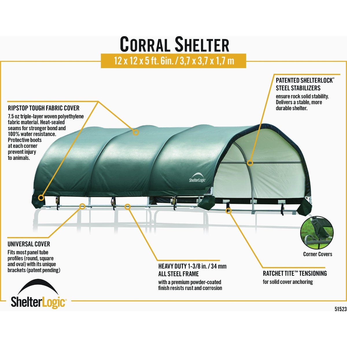 ShelterLogic 12 x 12 Ft. Green Corral Shelter - photo 4 ShelterLogic 12 x 12 Ft. Green Corral Shelter - photo 4