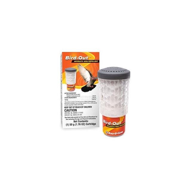 Bird-B-Gone 1.76 Oz.Refill Cartridge Bird-Out Aromatic Bird Repellent Bird-B-Gone 1.76 Oz.Refill Cartridge Bird-Out Aromatic Bird Repellent